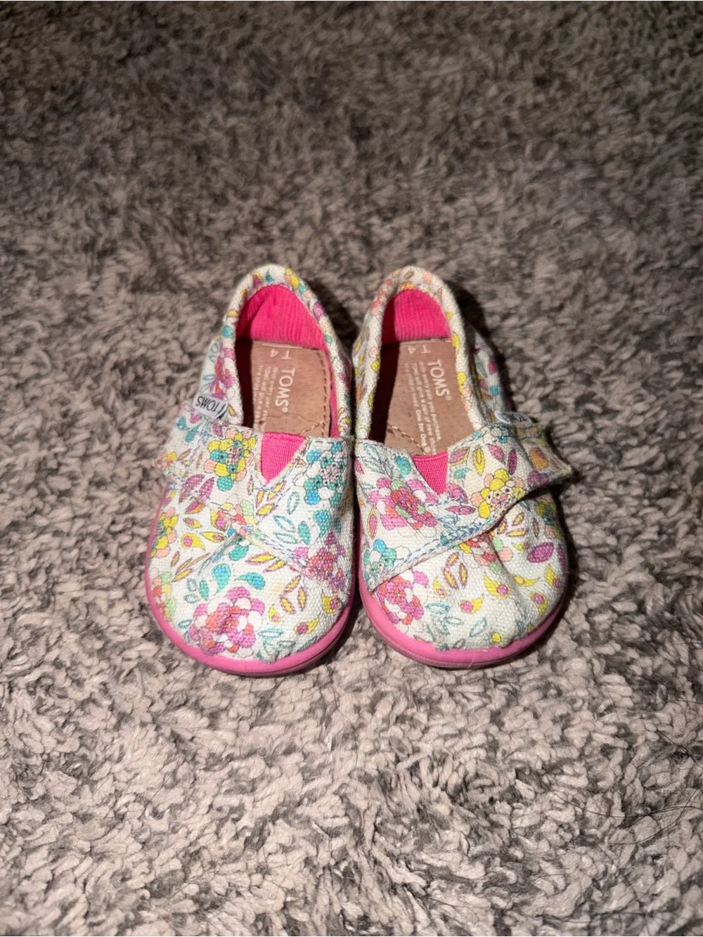 TOMS Floral Pink Slip-On Shoes